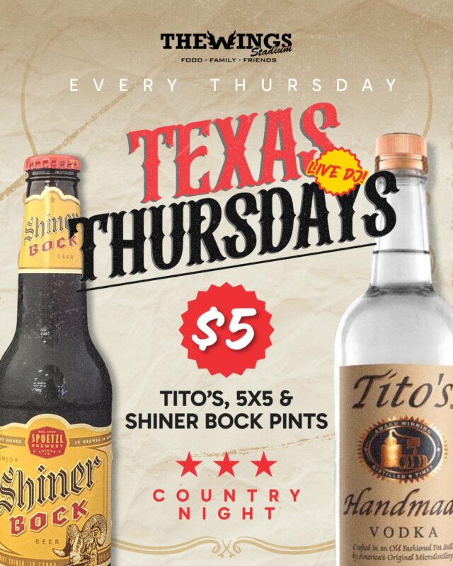 Keep it Texas. Keep it $5. 🤠🍺

Tito’s, 5X5 & Shiner Bock pints.

📍 5000 Pecan Blvd, McAllen, TX
👉 Don’t miss it

#TexasDrinks #TheWingsStadium #RGVEvents