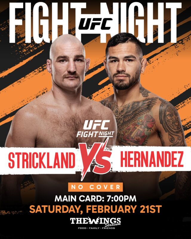 Saturday nights get brutal 🥊🔥
Strickland vs Hernandez · 7:00 PM

Loud. Intense. No missed punches.
📍 5000 Pecan Blvd, McAllen, TX
👉 Watch it the right way

#UFCNight #RGVEvents #TheWingsStadium