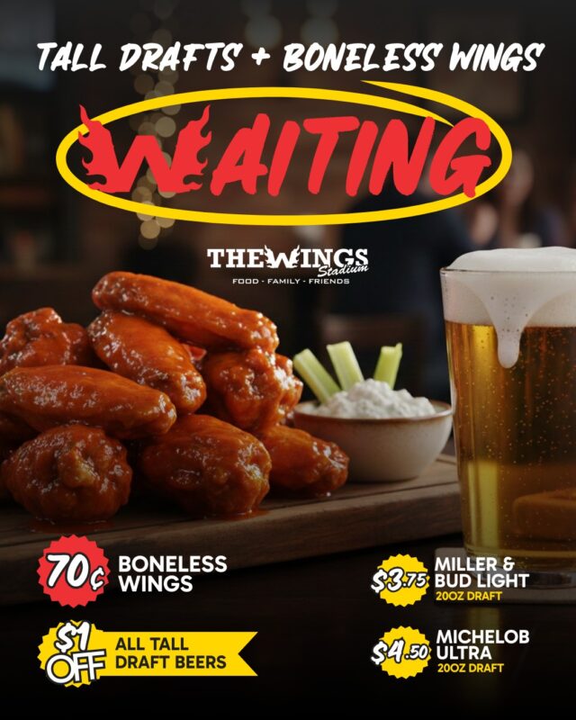 Boneless wings + tall drafts 🍗🍺

That’s the move.

📍 5000 Pecan Blvd, McAllen, TX
👉 Don’t miss it

#MondaySpecials #RGVNightlife #TheWingsStadium