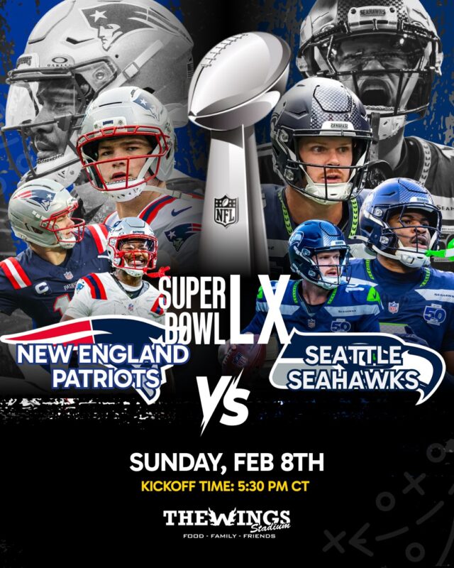 This is how you watch the Super Bowl 🏈🍻

Patriots vs Seahawks · 5:30 PM

More screens. More sound. More energy.
📍 5000 Pecan Blvd, McAllen, TX
👉 Watch it with us

#SuperBowlSunday #RGVEvents #TheWingsStadium