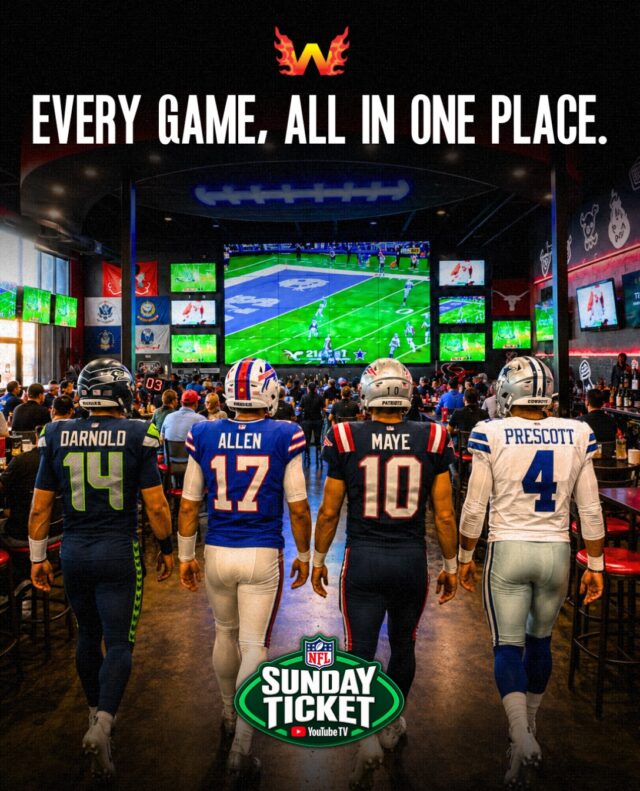 NFL Sunday Ticket is here at The Wings Stadium all season long! 🤠🏈🔥

Every out-of-market game, every Sunday, all season long, live on every screen in the house.

Grab your table before kickoff.

The Wings Stadium · 5000 Pecan Blvd, McAllen, TX

#thewingsstadium #nflsundayticket #rgvsports