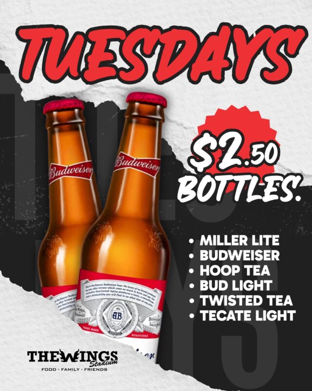 Cold bottles. No overthinking. 🍺

$2.50 beers waiting for you.

📍 5000 Pecan Blvd, McAllen, TX
👉 Pull up after work

#BeerDeals #RGVDrinks #TheWingsStadium